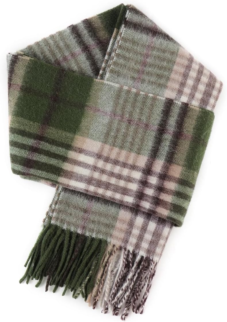 SKNSOFT Winter Wool Plaid Scarf for Men,Women Fashion Tartan Wrap Checkered Scarves - Image 1